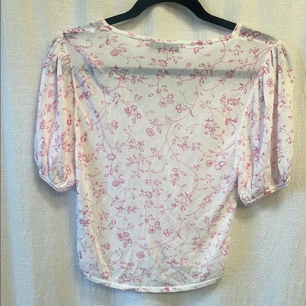 Zara Cream Puff Sleeve Crop Blouse